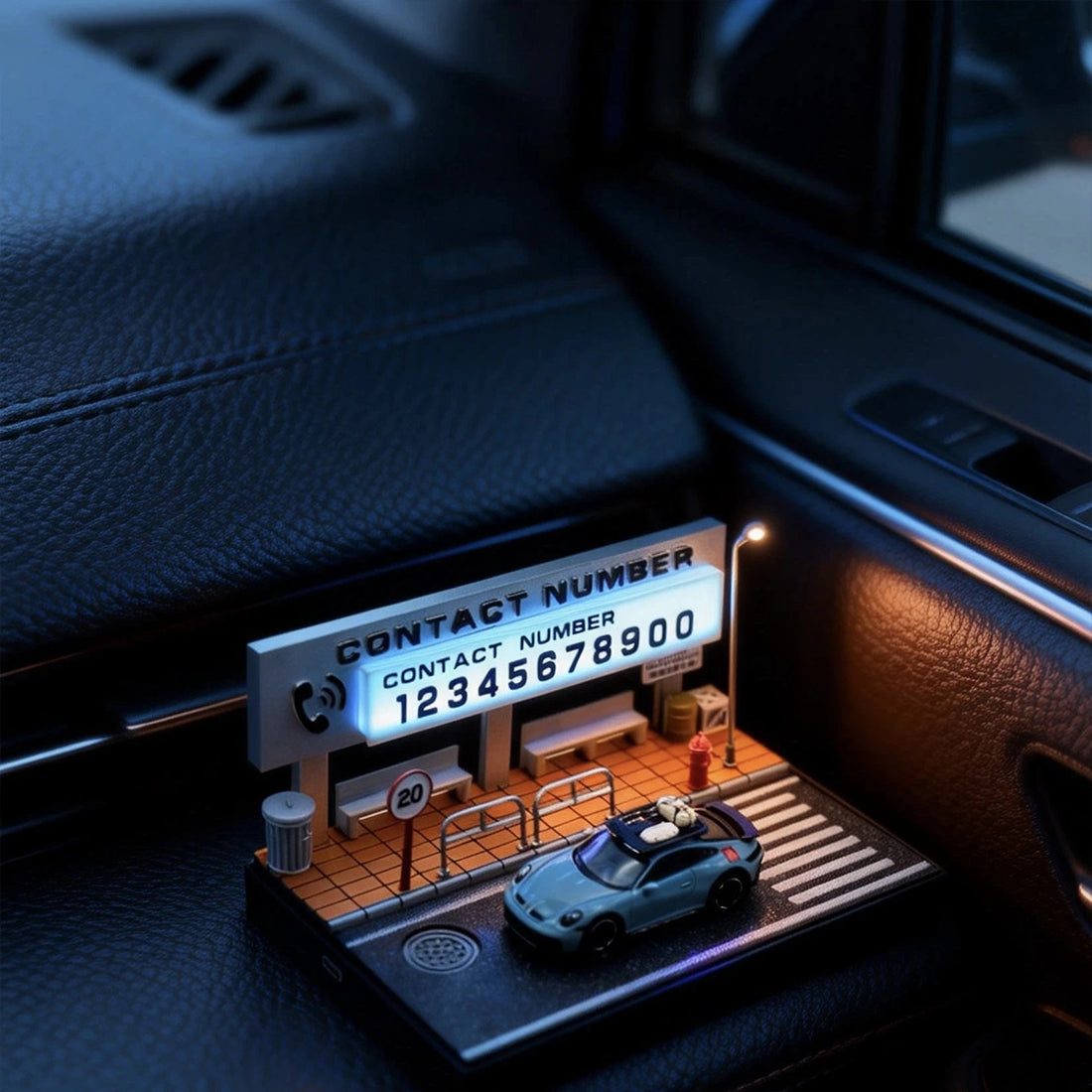 1/64 scale miniature urban road scene display with led lighting