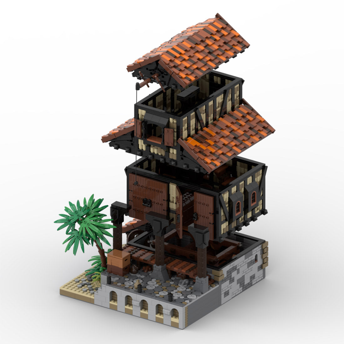moc-114510 port sauvage pirate town building blocks moc set (14428pcs)