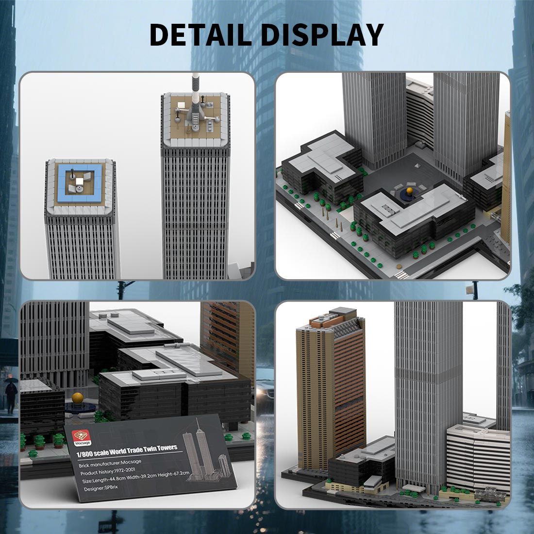 moc-177998 1/800 Scale twin towers street scene building blocks set