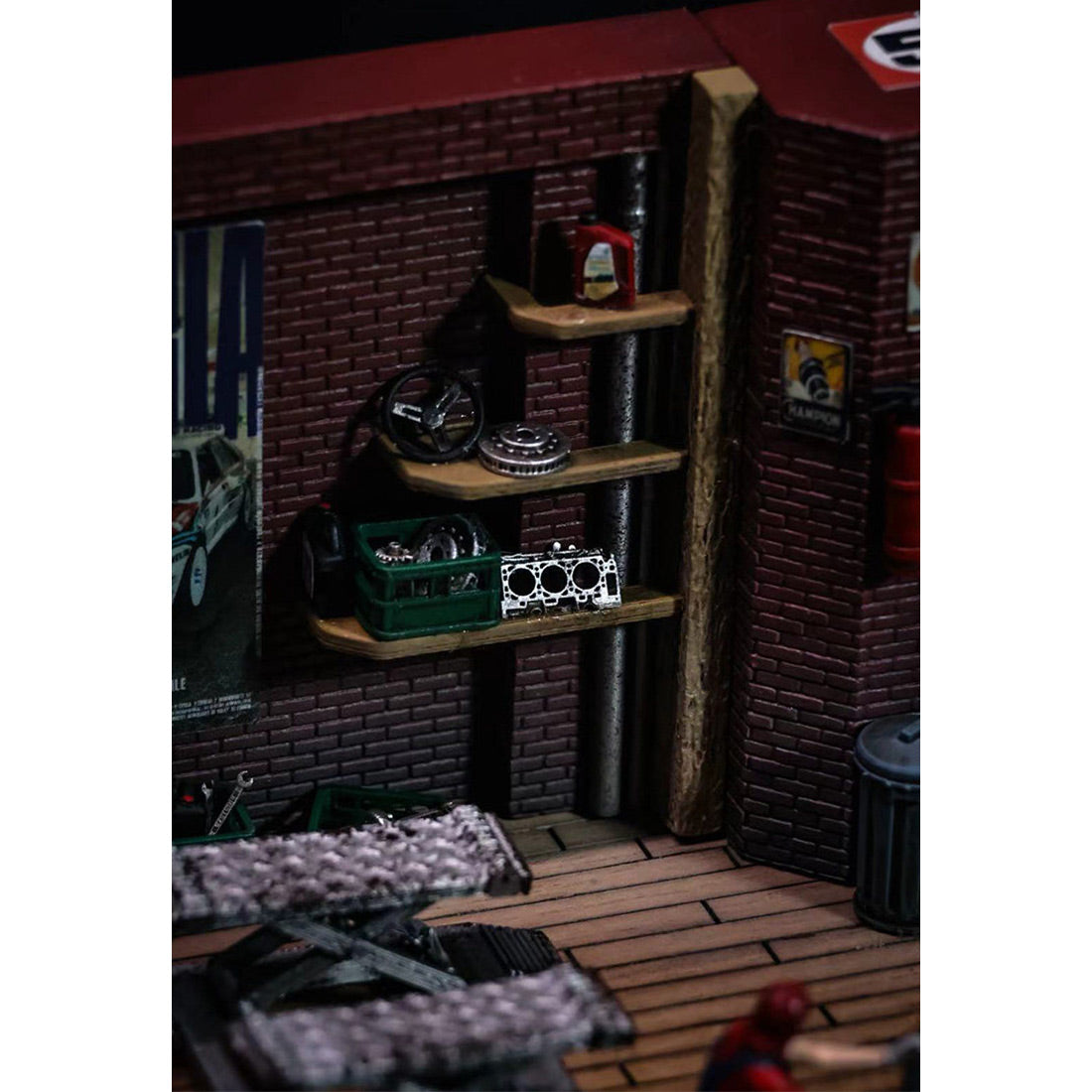 1/64 Scale Auto Repair Garage Diorama with LED Lighting