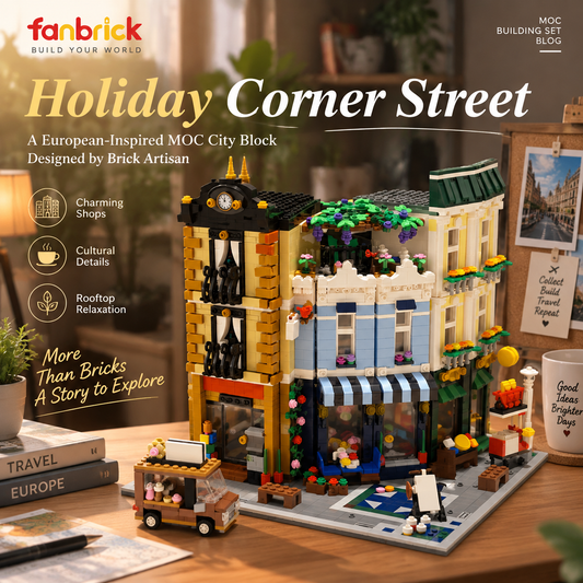 Holiday Corner Street: Explore a European-Inspired MOC City Block Designed by Brick Artisan