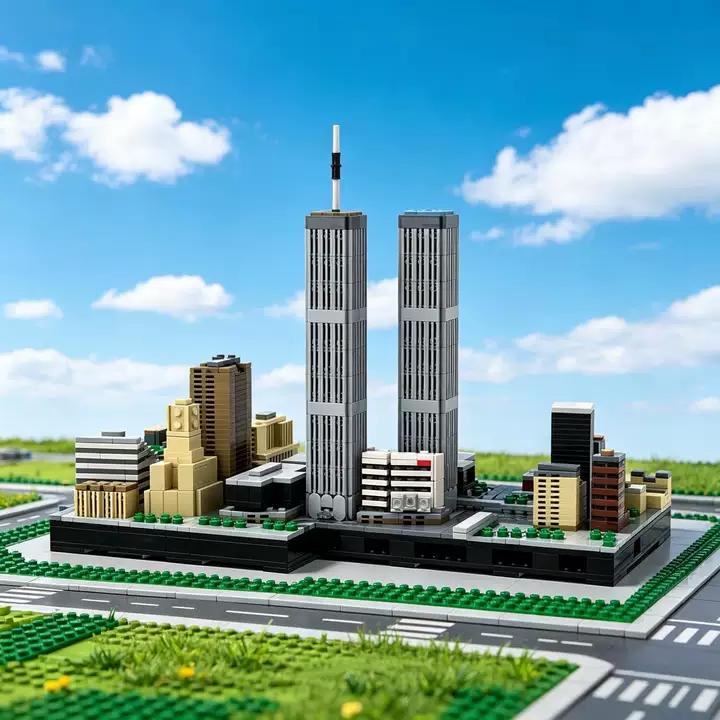 Relive a Legendary Skyline:  Old World Trade Center Skyline Building Blocks by Taters