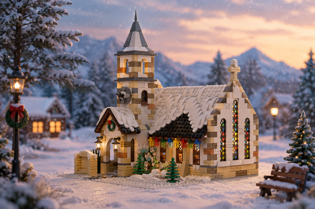 Build Your Own Winter Country Church Modular Model Building Blocks | Fanbrick