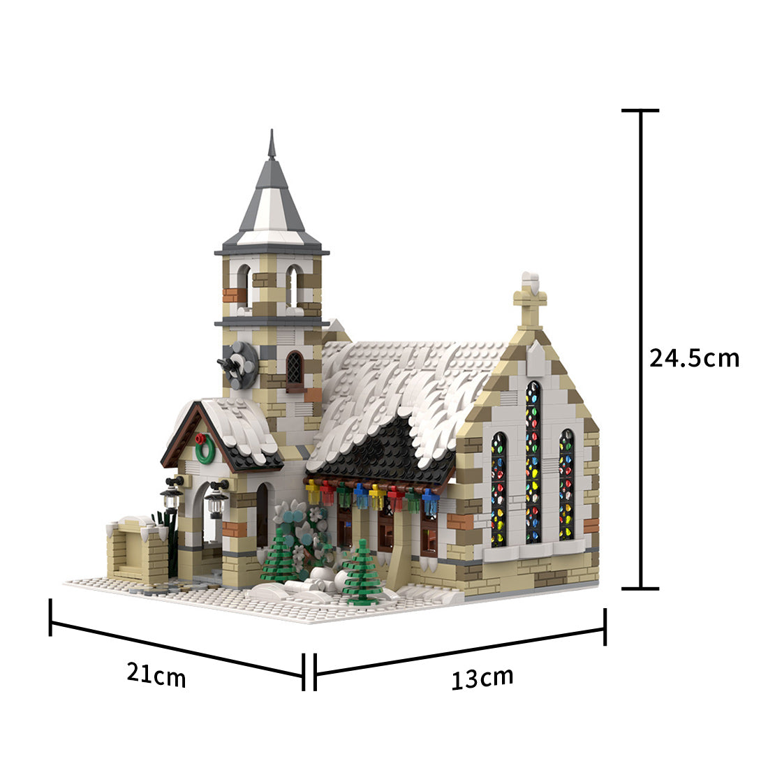 moc-147549 winter country church modular model building blocks toys set (1769pcs)