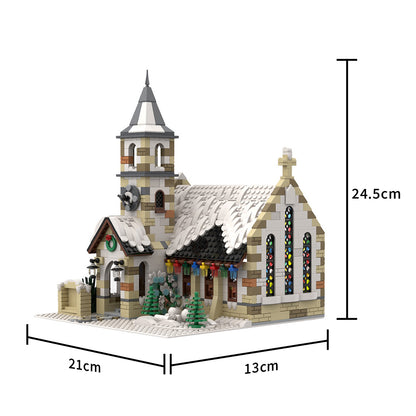 moc-147549 winter country church modular model building blocks toys set (1769pcs)