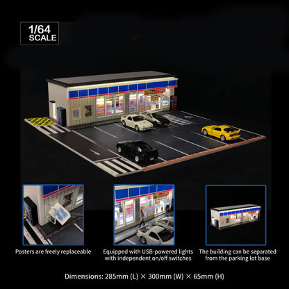 1/64 Scale Lawson Convenience Store Diorama Building Scene Model with Parking Area