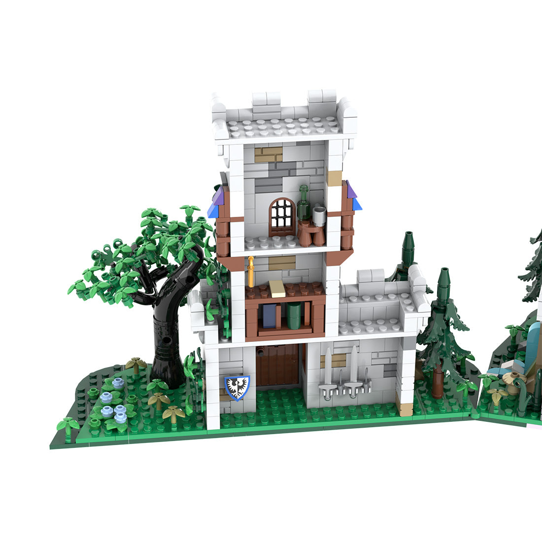 moc-228153 medieval outpost tower building block set(1606pcs)