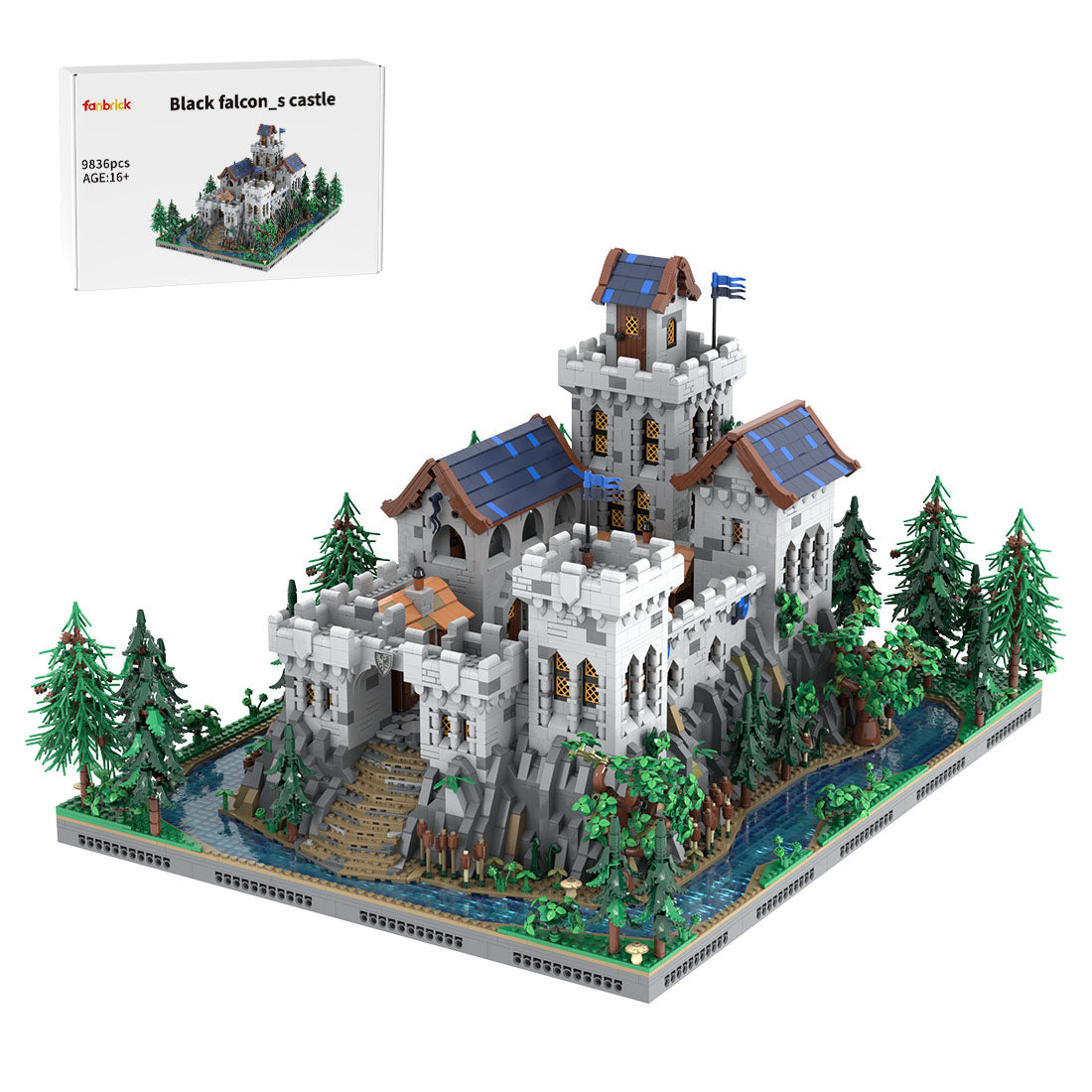 moc-229261 black falcon’s castle building blocks set (9836pcs)