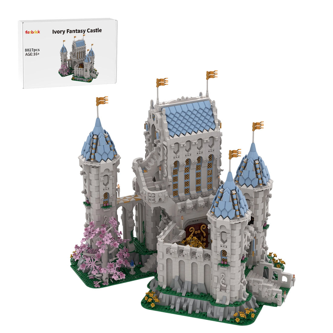 medieval ivory fantasy castle building blocks set(8027pcs)