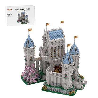 medieval ivory fantasy castle building blocks set(8027pcs)