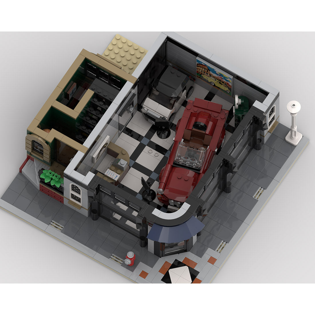 moc-139508 cornor modular car showroom building blocks set (3223pcs)