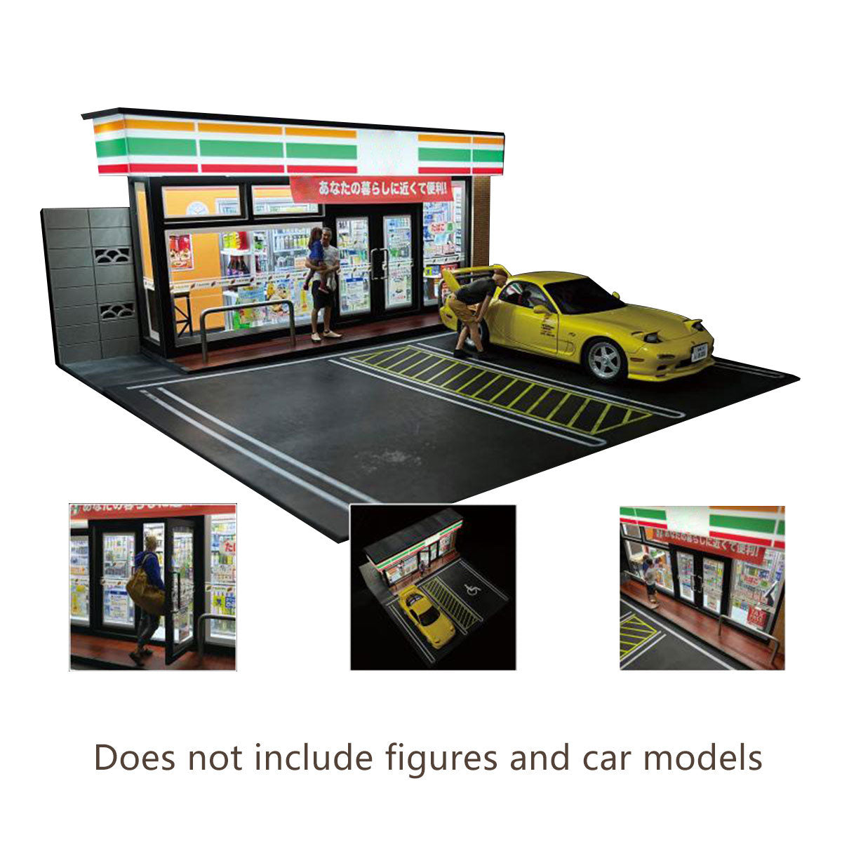 1/18 Scale Japanese 7-Eleven Convenience Store Diorama Building Scene Car Model with USB Lights