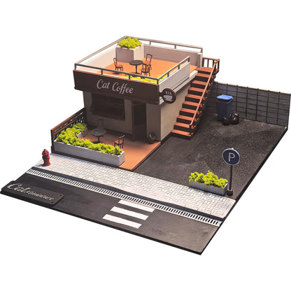 1/64 Scale Corner Coffee Shop Parking Lot Diorama