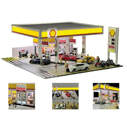 1/64 Scale Shell Gas Station Diorama Building Scene Model