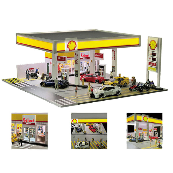 1/64 Scale Shell Gas Station Diorama Building Scene Model
