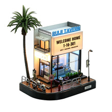 1/64 scale coffee shop diorama with led lighting for diecast cars
