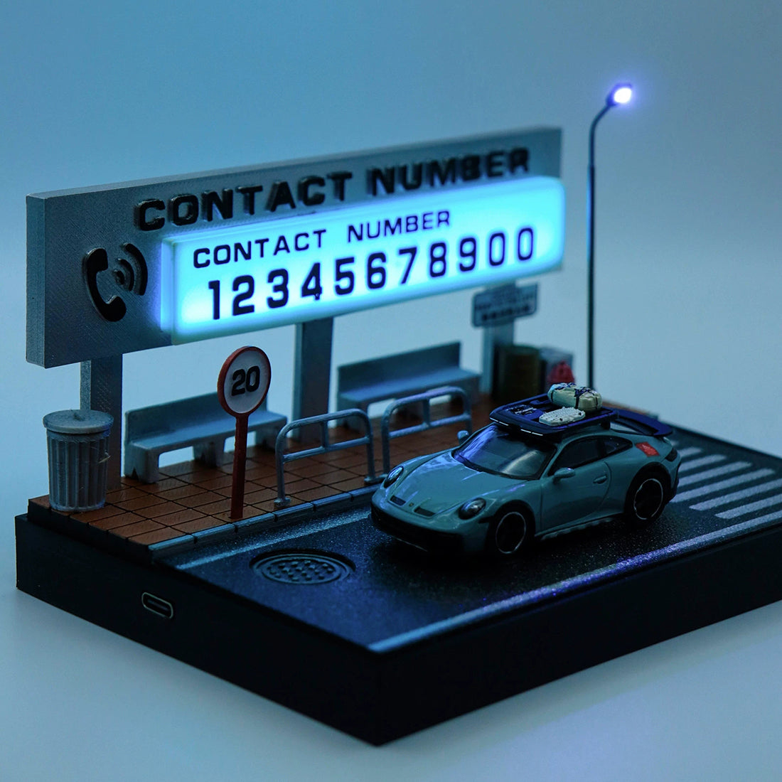 1/64 scale led bus station diorama display for diecast car collections