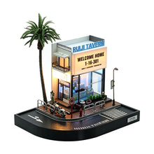 1/64 scale led coffee shop diorama miniature street scene display