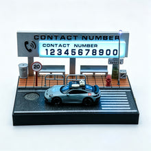 1/64 scale realistic bus stop diorama model with illuminated street sign