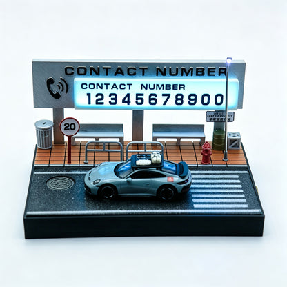 1/64 scale realistic bus stop diorama model with illuminated street sign