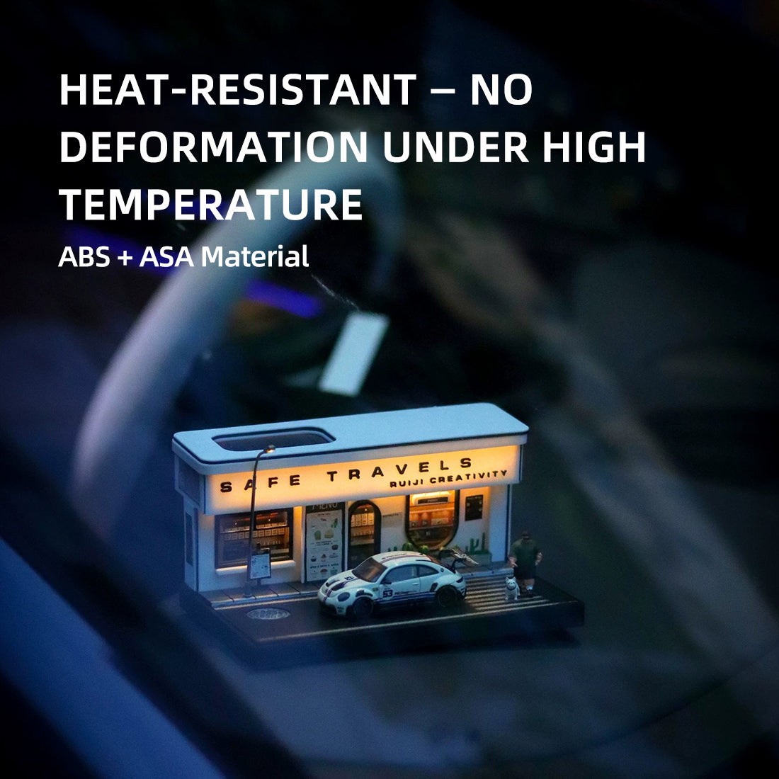 1/64 scale realistic coffee shop display scene with led lighting base for diecast vehicles