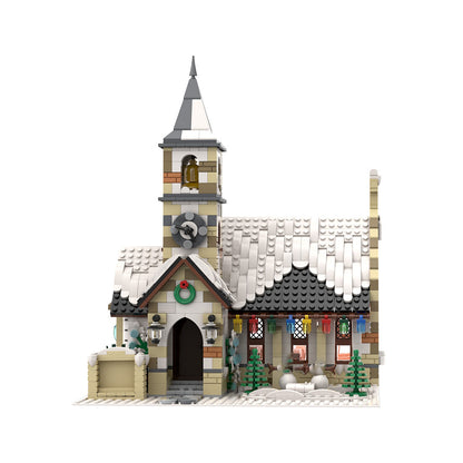 moc-147549 winter country church modular model building blocks toys set (1769pcs)