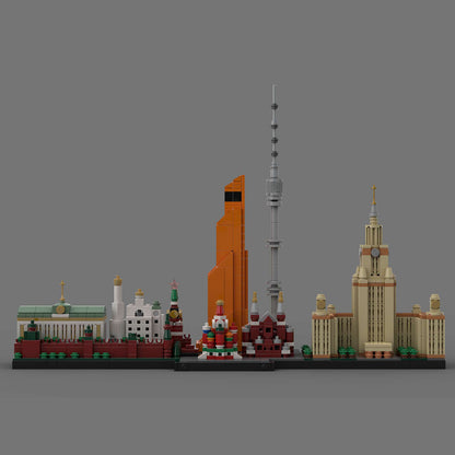 moc-193781 1/2000 scale moscow city skyline street scene building blocks  set (1229pcs)