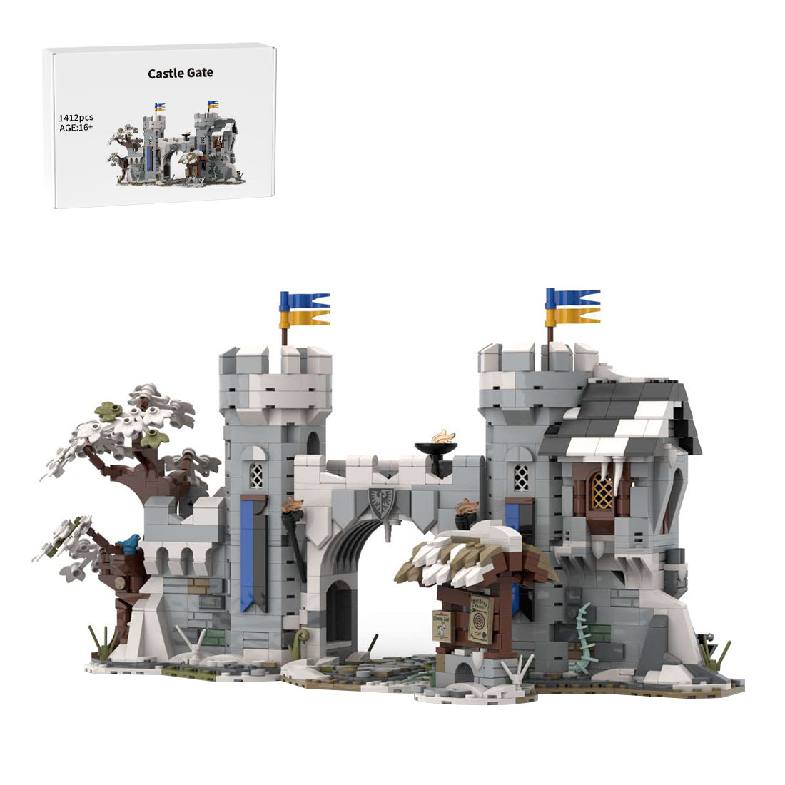 moc-237647 black falcon castle gate building blocks set(1412pcs)