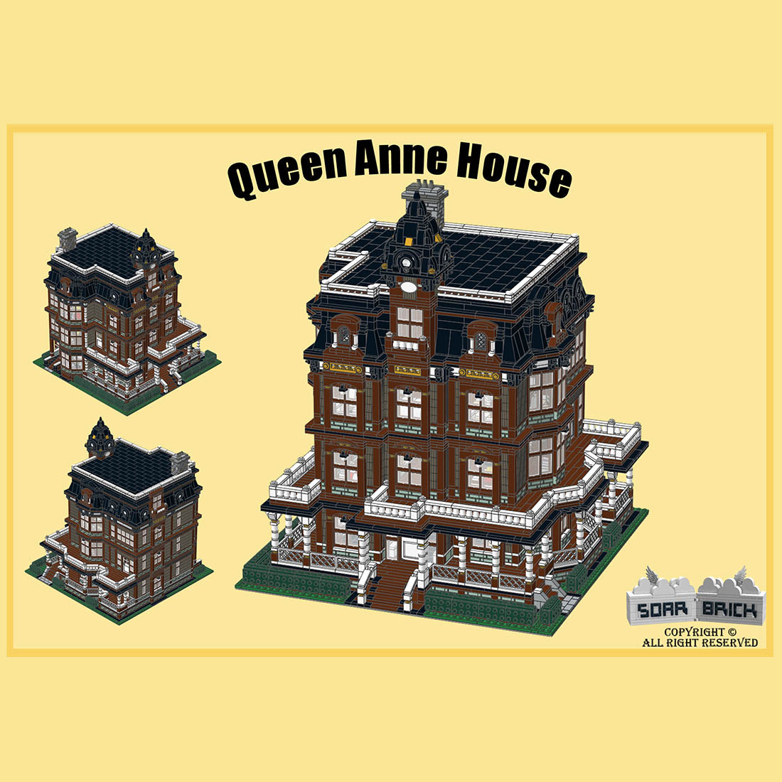 Queen Anne Haus Große bolivianische Architektur-Straßenszene Bausteine von Soar Brick