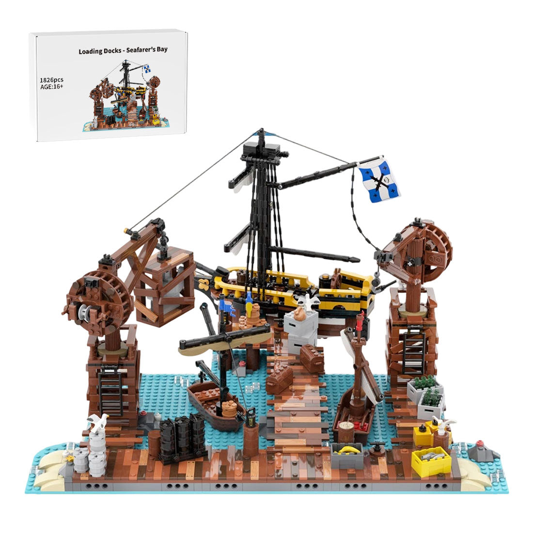 moc loading docks seaside harbor castle building blocks