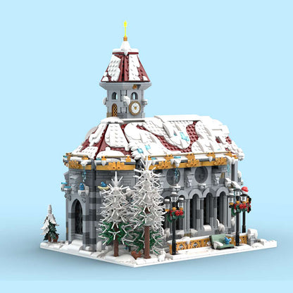 winter cathedral building blocks set christmas village scene moc construction kit