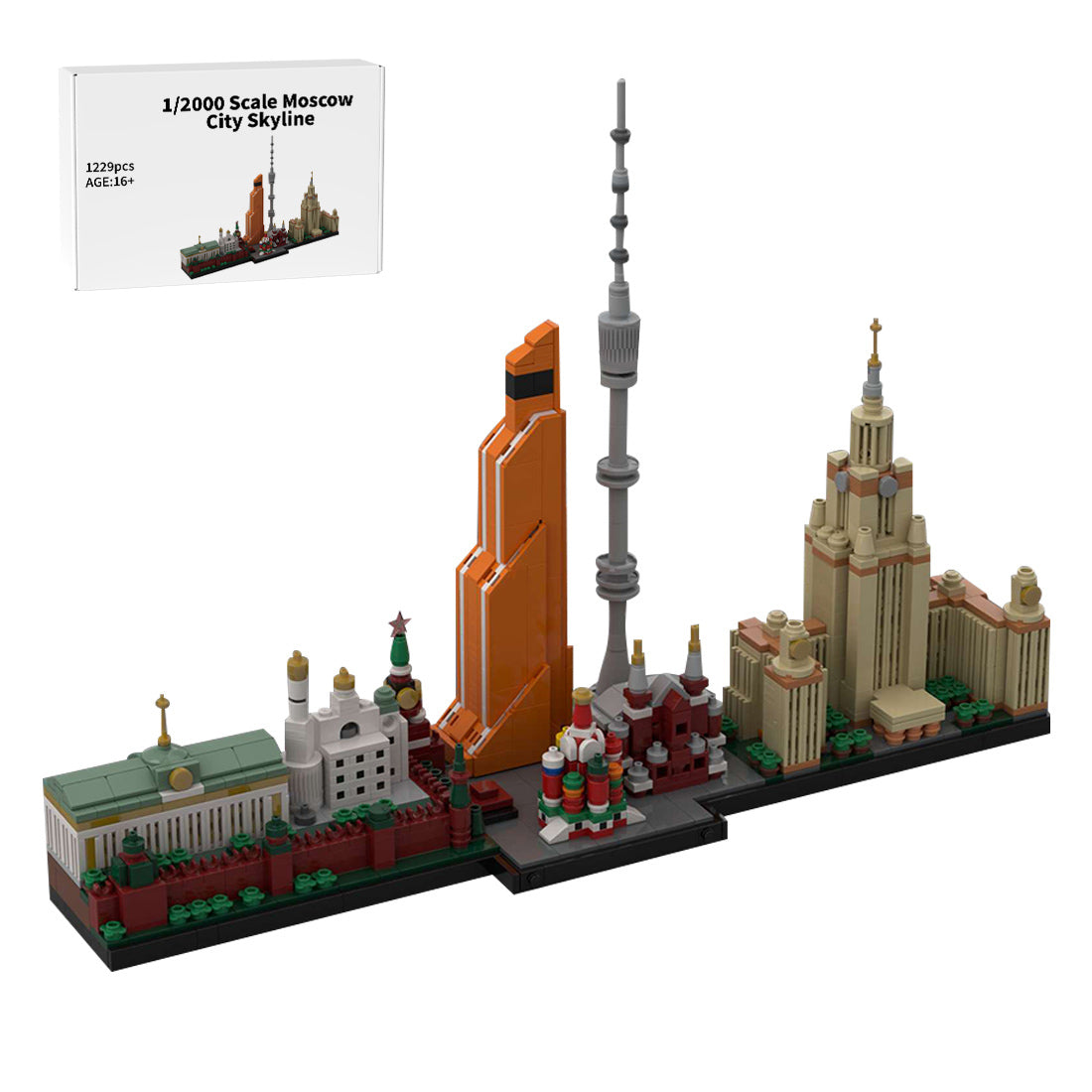 moc-193781 1/2000 scale moscow city skyline street scene building blocks  set (1229pcs)