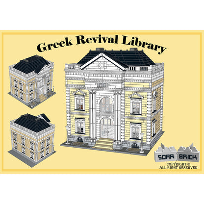 Griechische Revival-Bibliotheksmodell Architektonische Straßenszenen-Bausteine von Soar Brick