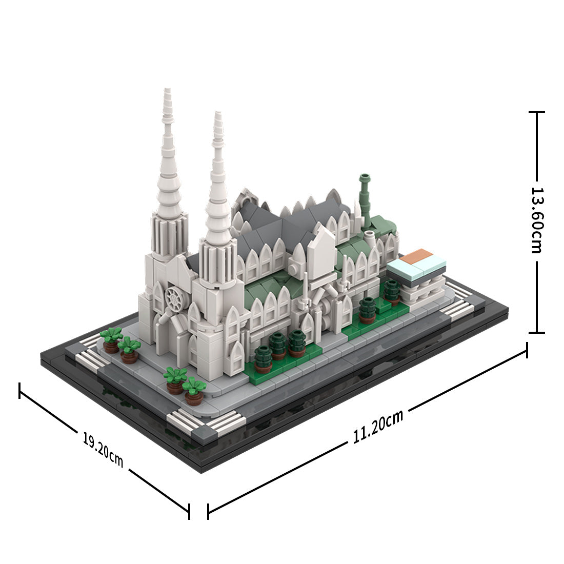 moc-212962 1/800 scale st. patrick’s cathedral building blocks set (580pcs)