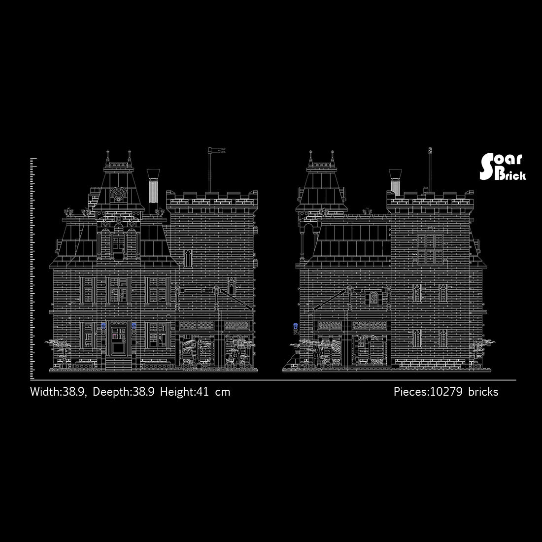 gothic castle villa victorian mansion building blocks set (10285pcs)
