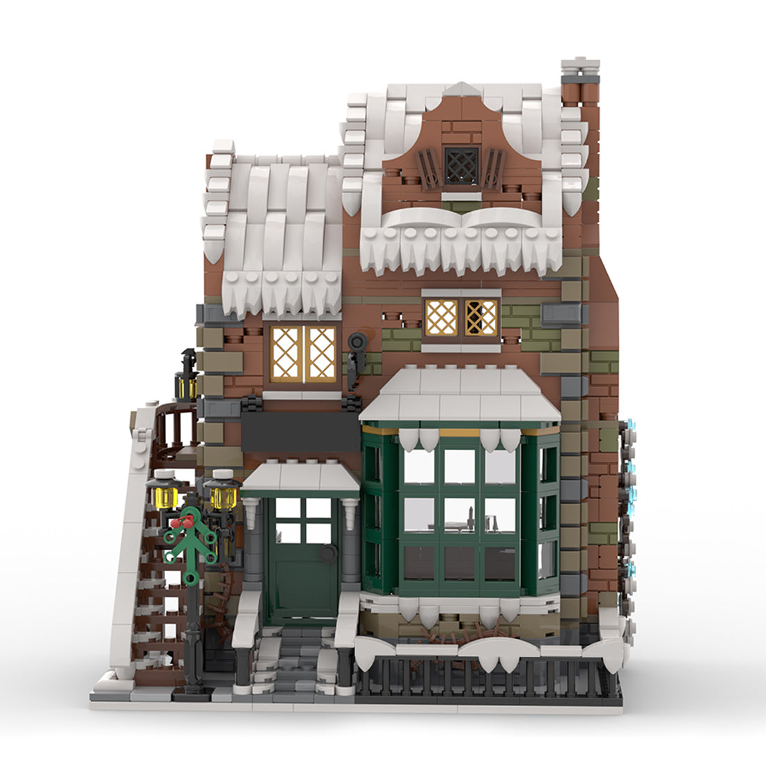 moc-228435 winter modular building blocks christmas snow street scene model set (1841pcs)