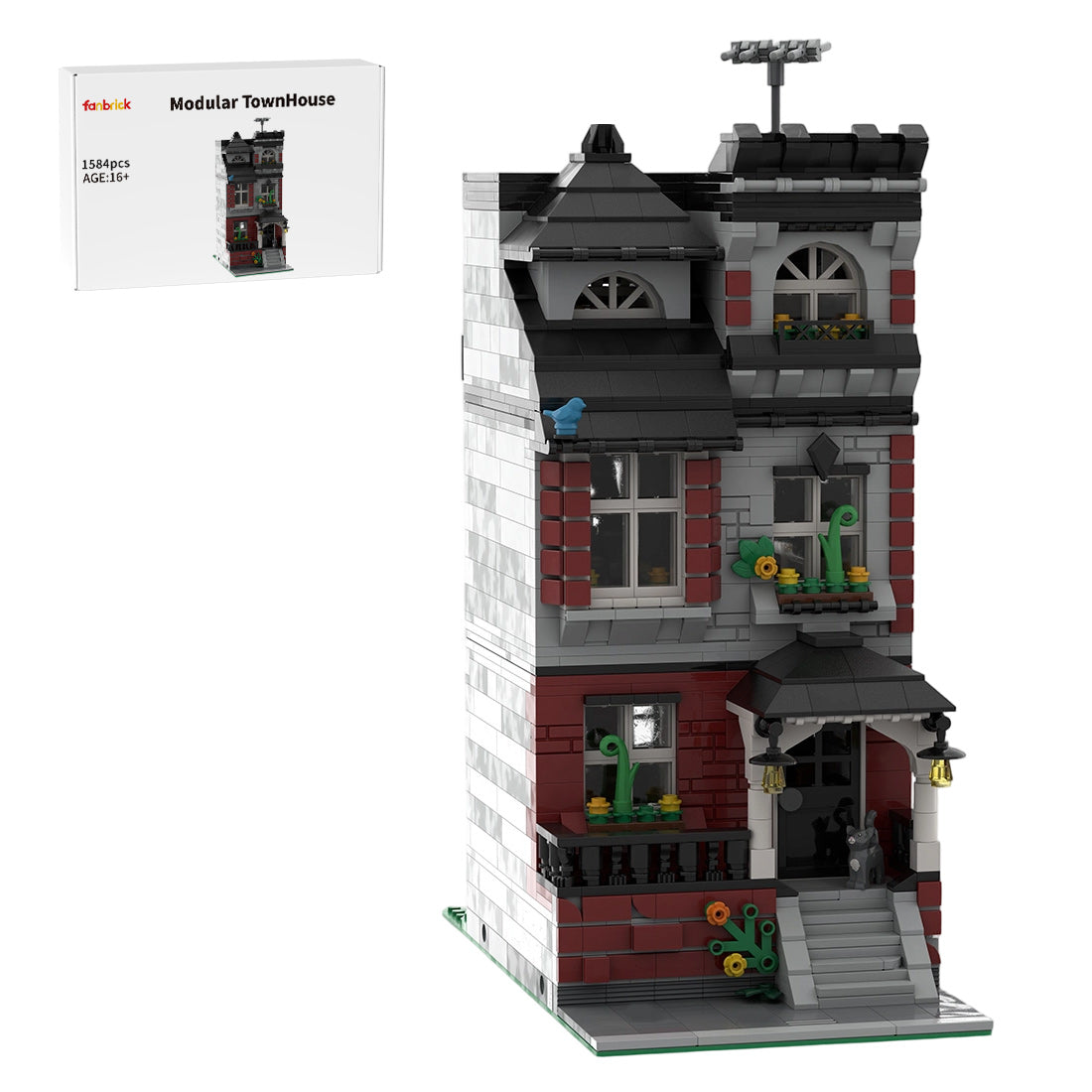 modular townhouse building blocks set (1584pcs) by kros