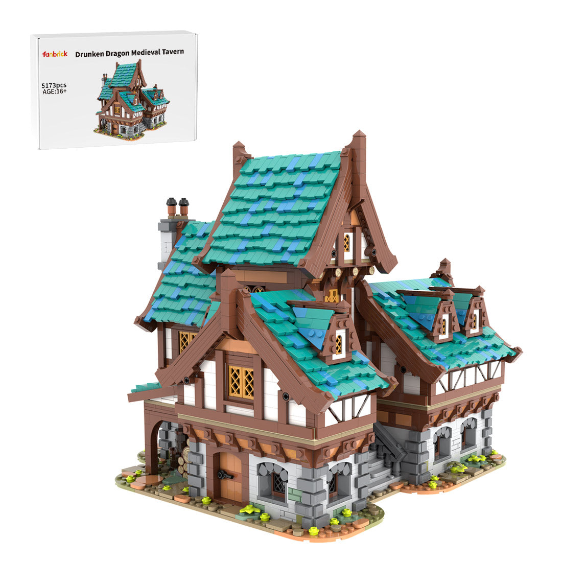moc-235629 drunken dragon medieval tavern building blocks set(5173pcs)