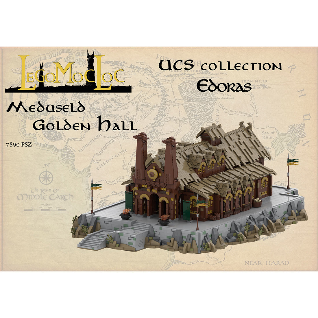 moc-62288 meduseld golden hall building blocks set