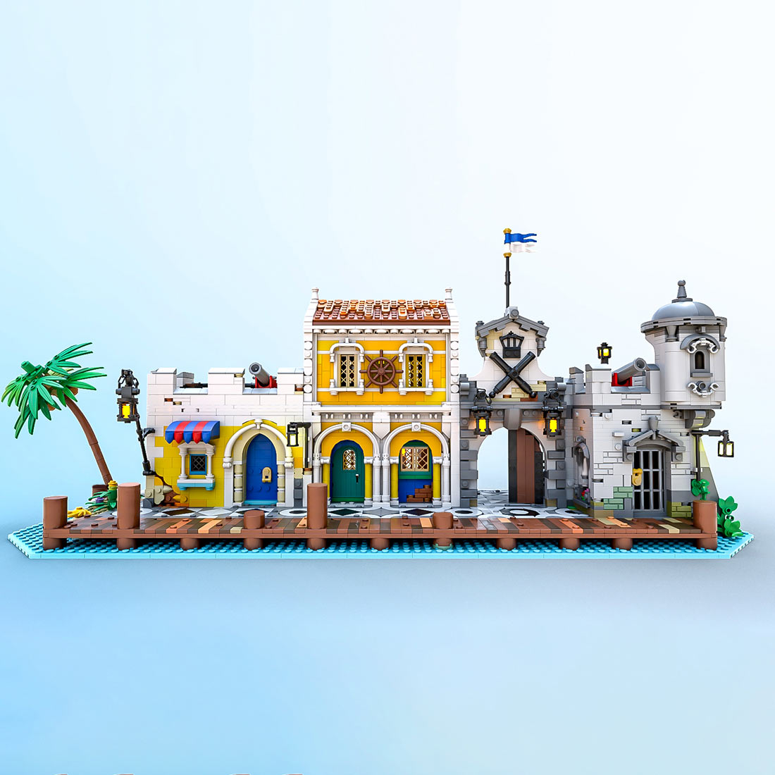 moc-108172 medieval pirate themed town building block sets (3897pcs)