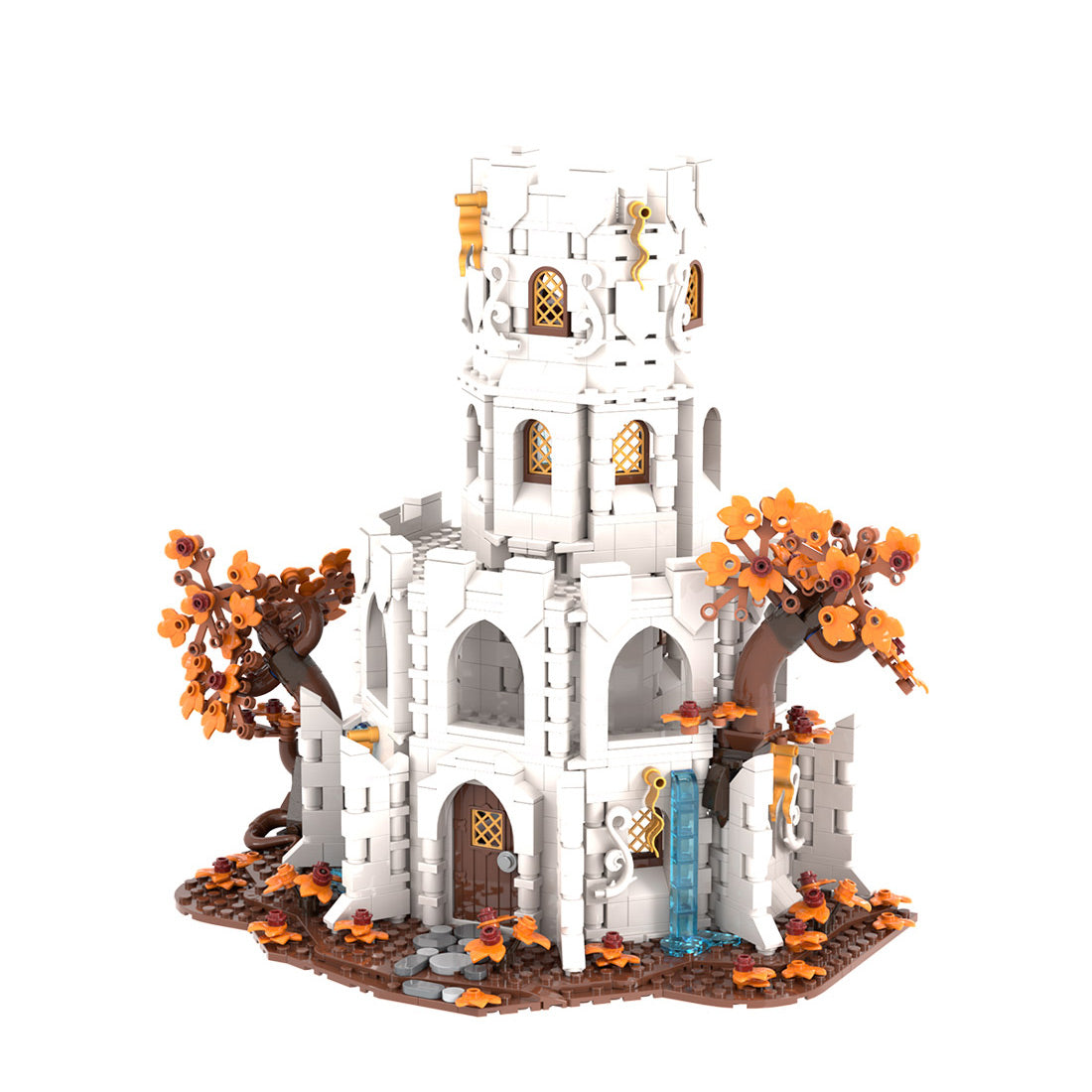 moc-233345 white wizard’s tower building blocks set (1470pcs)