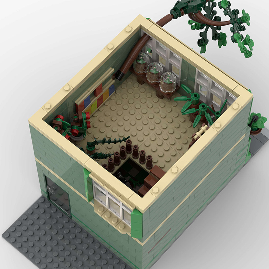 MOC-209268 flower shop with tree growing through window