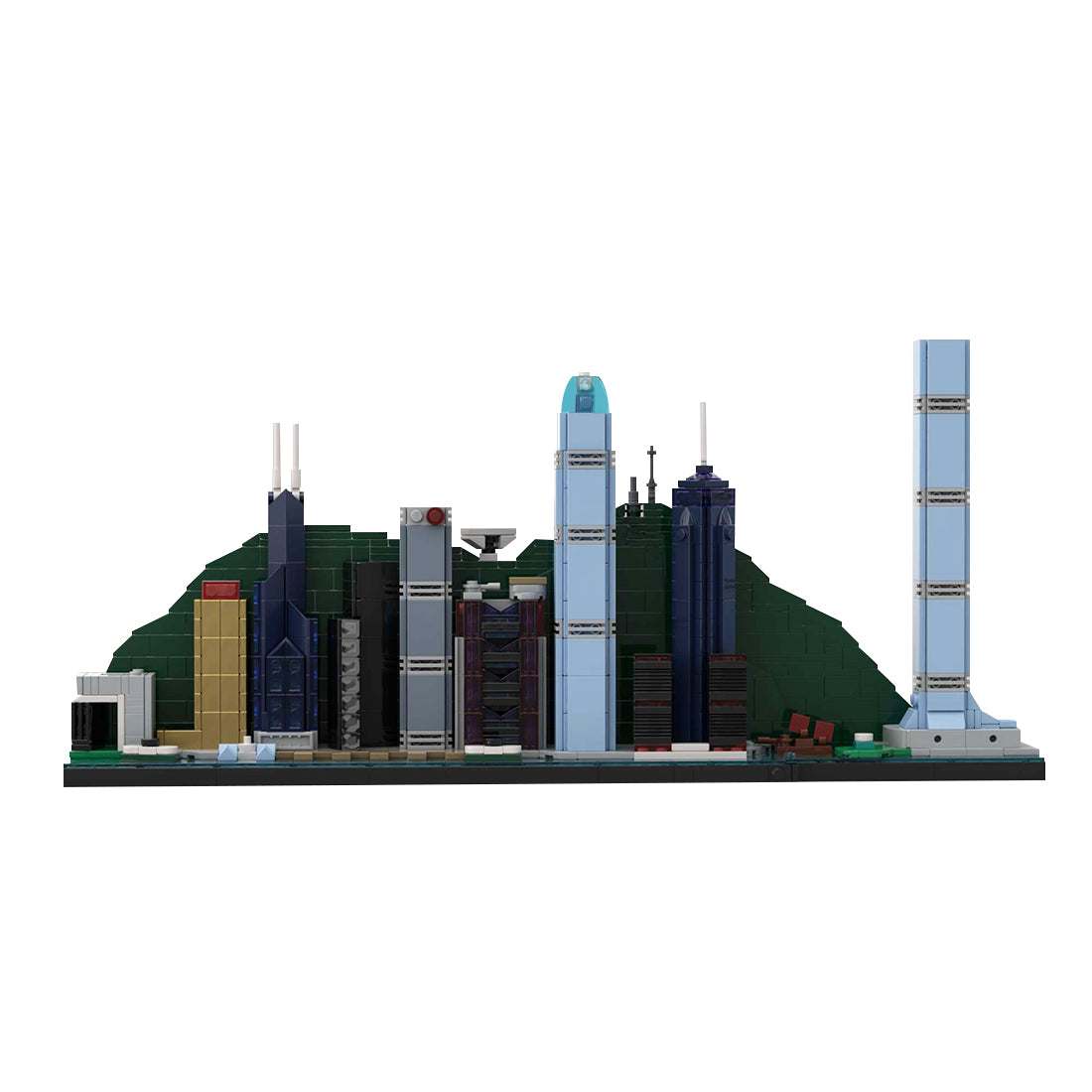 street scene moc hongkong city skyline building blocks set(1101pcs)