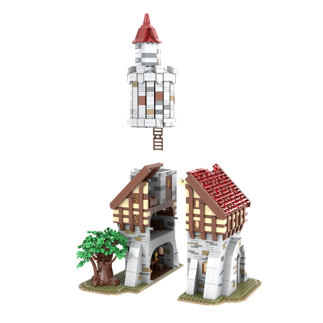 moc-212258 medieval tower building blocks set (2890pcs)