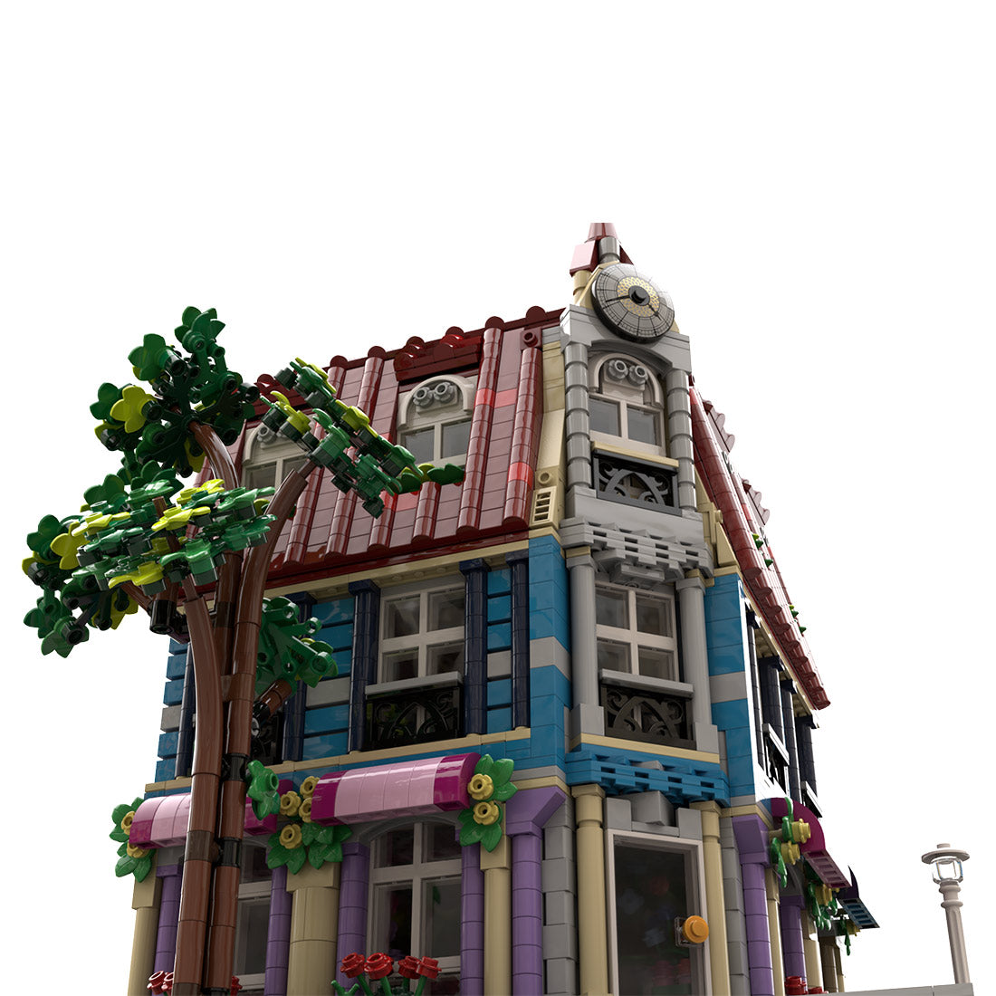 moc european flower shop street view building blocks set