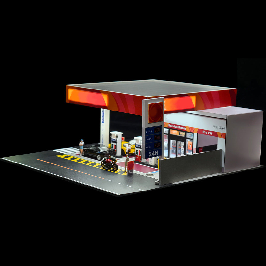 1/64 Scale Japanese Gas Station Diorama Building Scene Model