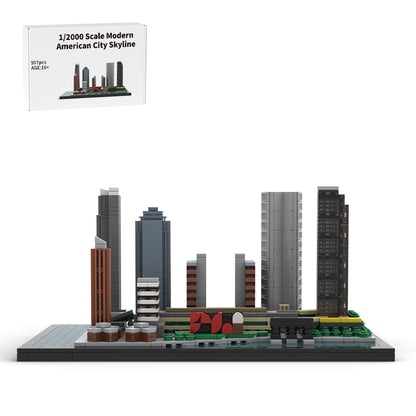 moc-166240 1/2000 scale modern american city skyline building blocks set (907pcs)