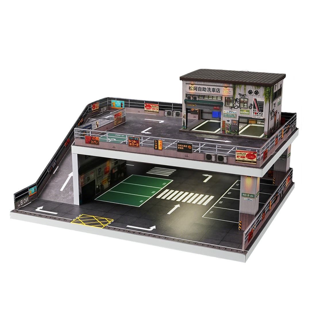 1/64 scale parking garage car wash diorama building scene model