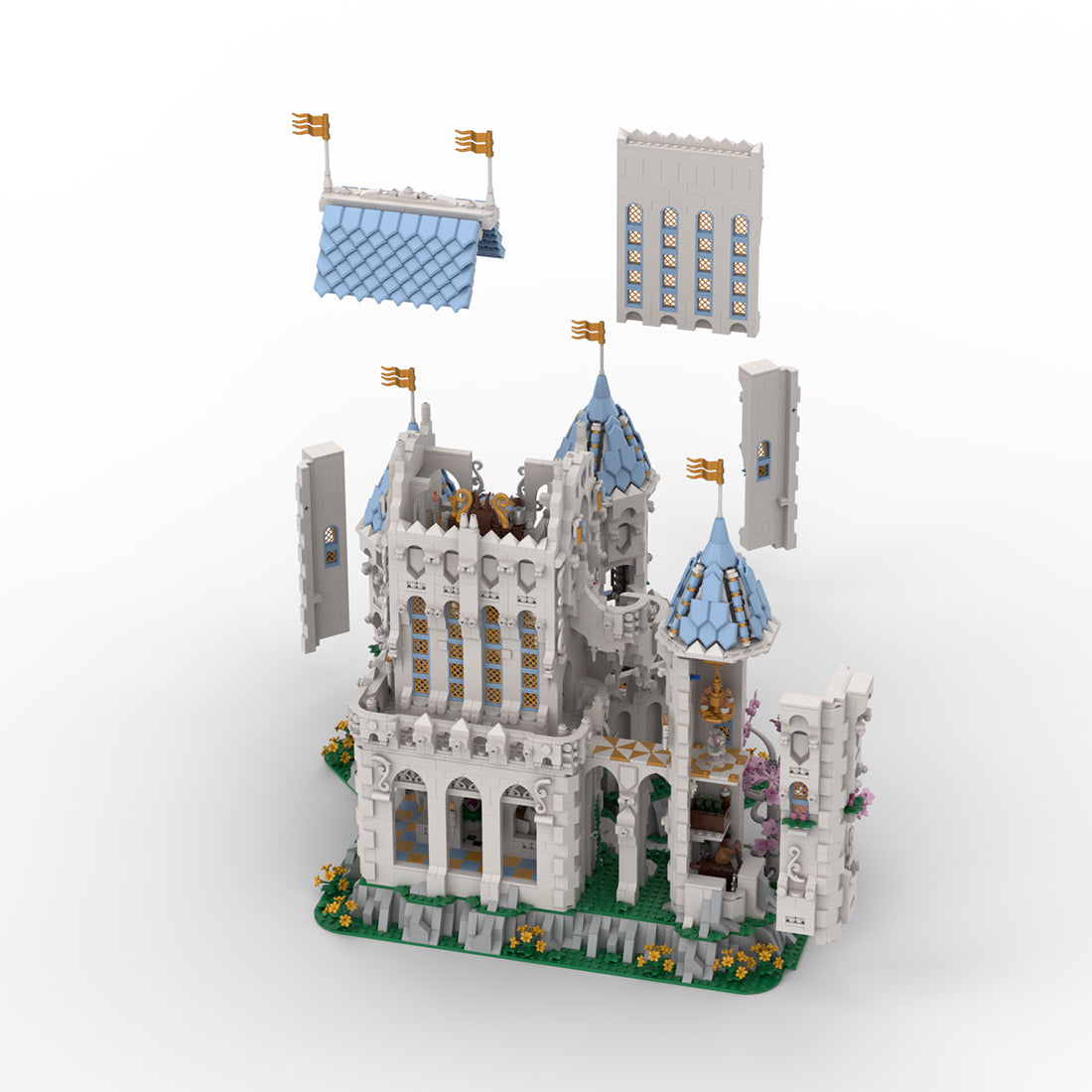 medieval ivory fantasy castle building blocks set(8027pcs)