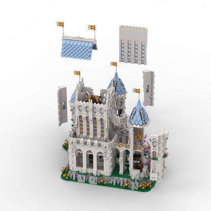 medieval ivory fantasy castle building blocks set(8027pcs)
